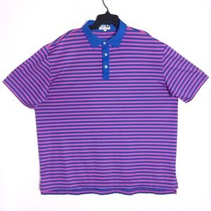 Peter Millar Summer Comfort Men Stripe Short Sleeve Polo Shirt Golf XL Blue Pink